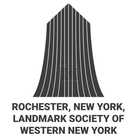 Ilustración de Estados Unidos, Rochester, Nueva York, Landmark Society Of Western Nueva York viaje hito línea vector ilustración - Imagen libre de derechos