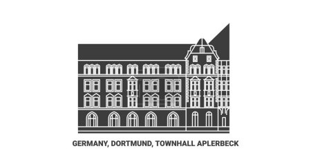 Téléchargez les illustrations : Allemagne, Dortmund, Hôtel de ville Aplerbeck travel landmark line vecector illustration - en licence libre de droit