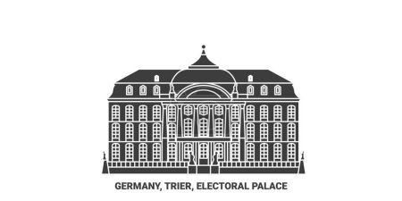 Ilustración de Alemania, Tréveris, Palacio Electoral recorrido hito línea vector ilustración - Imagen libre de derechos