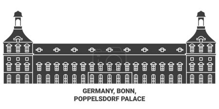 Téléchargez les illustrations : Allemagne, Bonn, Poppelsdorf Palace illustration vectorielle de ligne de voyage - en licence libre de droit