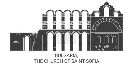 Ilustración de Bulgaria, La Iglesia de Santa Sofía viaje hito línea vector ilustración - Imagen libre de derechos