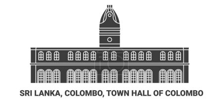 Illustration for Sri Lanka, Colombo, Town Hall Of Colombo, travel landmark line vector illustration - Royalty Free Image