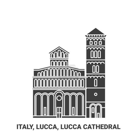 Illustration for Italy, Lucca, Lucca Cathedral travel landmark line vector illustration - Royalty Free Image