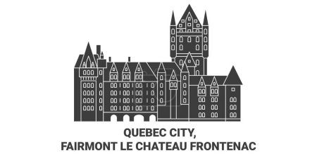 Illustration for Canada, Quebec City, Fairmont Le Chateau Frontenac travel landmark line vector illustration - Royalty Free Image