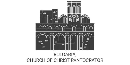 Illustration for Bulgaria, Church Of Christ Pantocrator travel landmark line vector illustration - Royalty Free Image