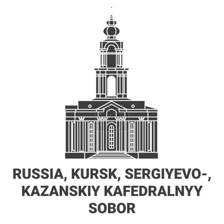 Illustration for Russia, Kursk, Sergiyevo, Kazanskiy Kafedralnyy Sobor travel landmark line vector illustration - Royalty Free Image