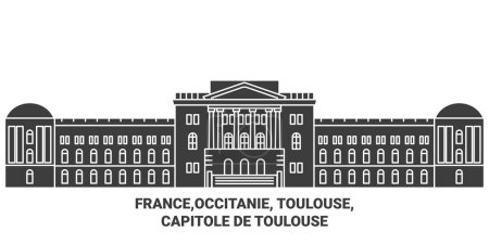 Illustration for France,Occitanie, Toulouse, Capitole De Toulouse travel landmark line vector illustration - Royalty Free Image