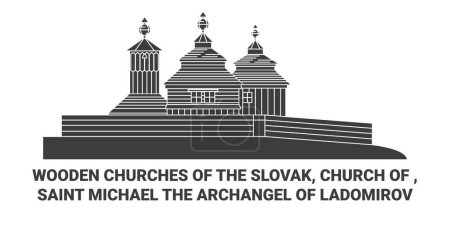 Ilustración de Eslovaquia, San Miguel El Arcángel de Ladomirov recorrido hito línea vector ilustración - Imagen libre de derechos