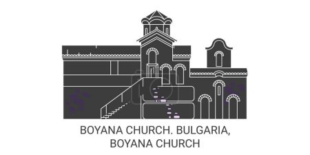 Ilustración de Bulgaria, Boyana Iglesia viaje hito línea vector ilustración - Imagen libre de derechos