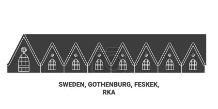 Illustration for Sweden, Gothenburg, Feskek, Rka travel landmark line vector illustration - Royalty Free Image