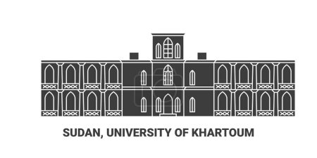 Illustration for Sudan, University Of Khartoum, travel landmark line vector illustration - Royalty Free Image