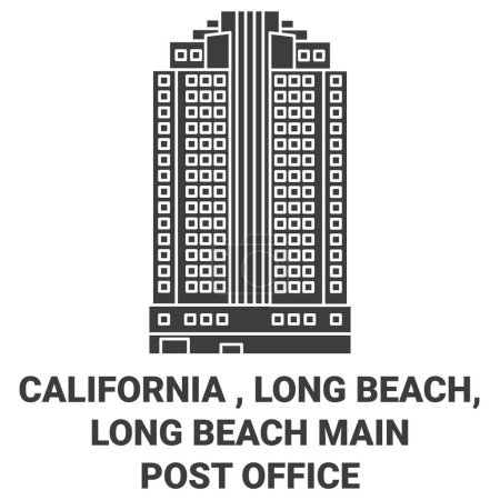Illustration for United States, California , Long Beach, Long Beach Main Post Office travel landmark line vector illustration - Royalty Free Image
