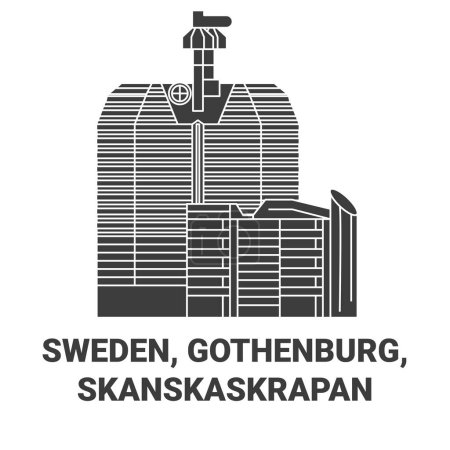 Illustration for Sweden, Gothenburg, Skanskaskrapan travel landmark line vector illustration - Royalty Free Image