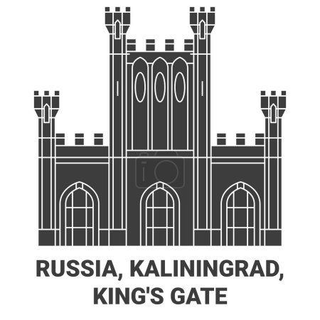 Illustration for Russia, Kaliningrad, Kings Gate travel landmark line vector illustration - Royalty Free Image