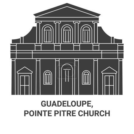 Téléchargez les illustrations : Guadeloupe, Pointepitre Illustration vectorielle de ligne de voyage de l'église - en licence libre de droit