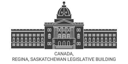 Ilustración de Canadá, Regina, Saskatchewan edificio legislativo viaje hito línea vector ilustración - Imagen libre de derechos
