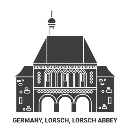 Illustration for Germany, Lorsch, Lorsch Abbey travel landmark line vector illustration - Royalty Free Image