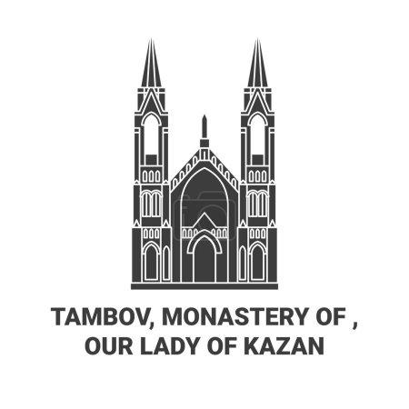 Illustration for Tambov, Monastery Of , Our Lady Of Kazan travel landmark line vector illustration - Royalty Free Image