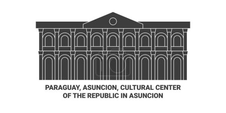 Illustration for Paraguay, Asuncion, Cultural Center Of The Republic In Asuncion travel landmark line vector illustration - Royalty Free Image
