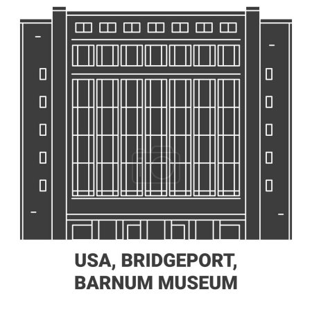 Illustration for Usa, Bridgeport, Barnum Museum travel landmark line vector illustration - Royalty Free Image
