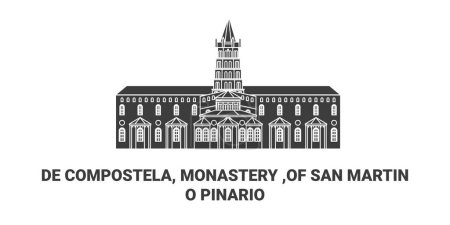 Illustration for Chile, De Compostela, Monastery , Of San Martio Pinario travel landmark line vector illustration - Royalty Free Image