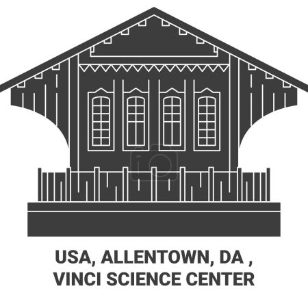 Illustration for Usa, Allentown, Da , Vinci Science Center travel landmark line vector illustration - Royalty Free Image