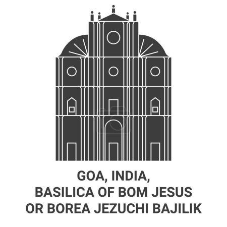 Illustration for India, Goa, Basilica Of Bom Jesus Or Borea Jezuchi Bajilik travel landmark line vector illustration - Royalty Free Image