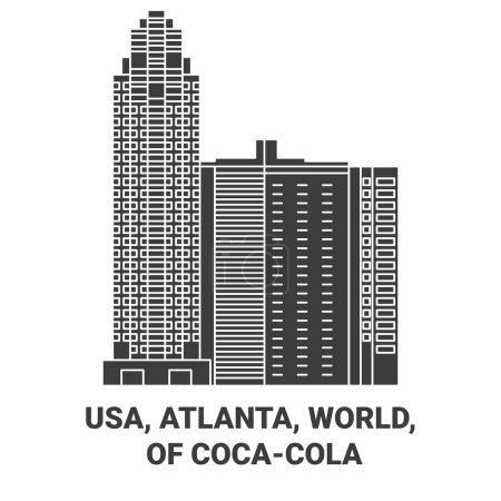 Téléchargez les illustrations : États-Unis, Atlanta, Monde, De Cocacola Voyage illustration vectorielle ligne historique - en licence libre de droit