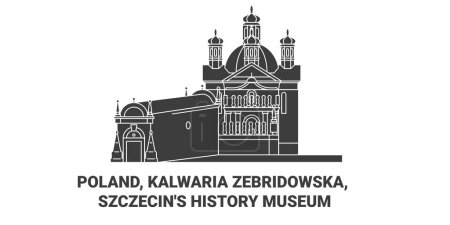 Illustration for Poland, Kalwaria Zebridowska, Szczecins History Museum travel landmark line vector illustration - Royalty Free Image