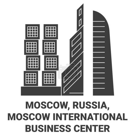 Téléchargez les illustrations : Russie, Moscou, Moscou International Business Center illustration vectorielle de ligne de voyage historique - en licence libre de droit