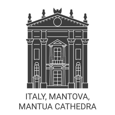Illustration for Italy, Mantova, Mantua Cathedra travel landmark line vector illustration - Royalty Free Image