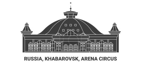 Illustration for Russia, Khabarovsk, Arena Circus travel landmark line vector illustration - Royalty Free Image