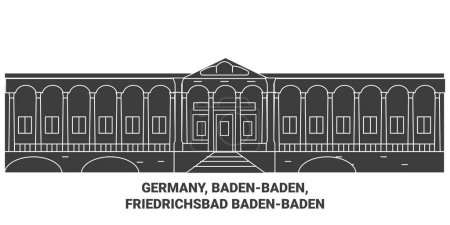Téléchargez les illustrations : Allemagne, Badenbaden, Friedrichsbad Illustration vectorielle de ligne de Badenbaden - en licence libre de droit