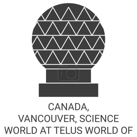 Illustration for Canada, Vancouver, Science World At Telus World Of Science travel landmark line vector illustration - Royalty Free Image