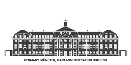 Ilustración de Alemania, Munster, Administración Principal Edificio de viaje hito línea vector ilustración - Imagen libre de derechos