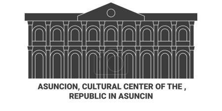 Illustration for Paraguay, Asuncion, Cultural Center Of The , Republic In Asuncin travel landmark line vector illustration - Royalty Free Image