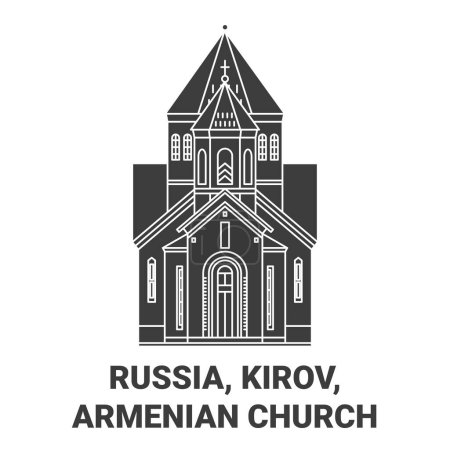 Ilustración de Rusia, Kirov, la iglesia armenia viaje hito línea vector ilustración - Imagen libre de derechos