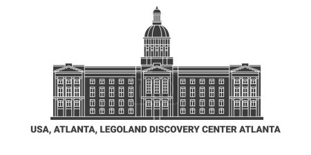 Illustration for Usa, Atlanta, Legoland Discovery Center Atlanta, travel landmark line vector illustration - Royalty Free Image