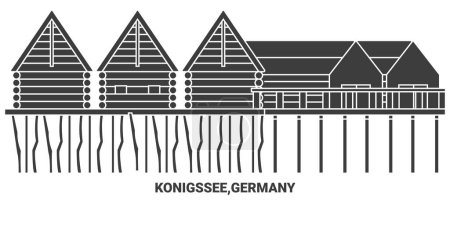 Téléchargez les illustrations : Allemagne, Konigssee voyages point de repère illustration vectorielle - en licence libre de droit