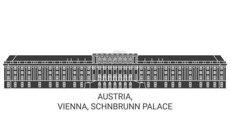 Ilustración de Austria, Viena, Palacio de Schnbrunn recorrido hito línea vector ilustración - Imagen libre de derechos