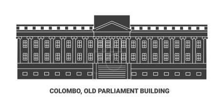 Ilustración de Sri Lanka, Colombo, Old Parliament Building, ilustración de vector de línea de referencia de viaje - Imagen libre de derechos