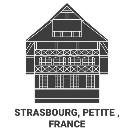 Illustration for France, Strasbourg, Petite travel landmark line vector illustration - Royalty Free Image