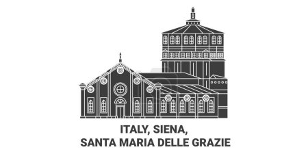 Ilustración de Italia, Siena, Santa Maria Delle Grazie recorrido hito línea vector ilustración - Imagen libre de derechos