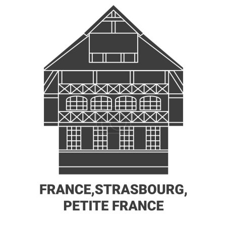 Ilustración de Francia, Estrasburgo, Petite Francia viaje hito línea vector ilustración - Imagen libre de derechos