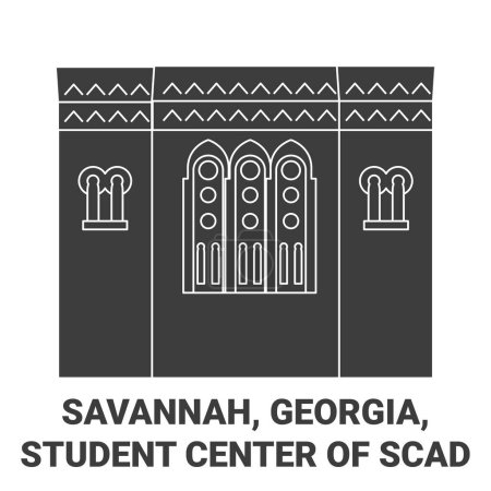 Ilustración de Estados Unidos, Savannah, Georgia, Centro de estudiantes de viaje Scad hito línea vector ilustración - Imagen libre de derechos