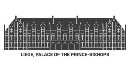 Illustration for Belgium, Liege, Palace Of The Princebishops travel landmark line vector illustration - Royalty Free Image