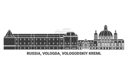 Illustration for Russia, Vologda, Vologodskiy Kreml, travel landmark line vector illustration - Royalty Free Image