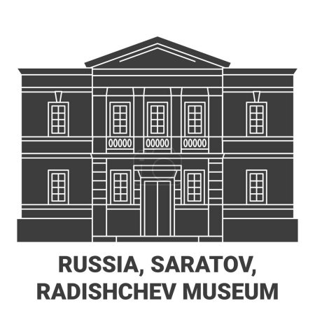 Téléchargez les illustrations : Russie, Saratov, Radichchev Musée Voyage illustration vectorielle ligne historique - en licence libre de droit