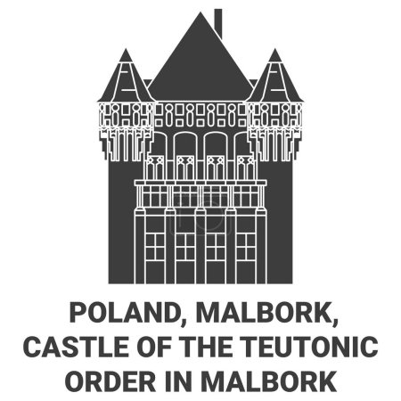 Ilustración de Polonia, Malbork, Castillo de la Orden Teutónica En Malbork viaje hito línea vector ilustración - Imagen libre de derechos