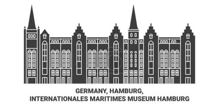 Illustration for Germany, Hamburg, Internationales Maritimes Museum Hamburg travel landmark line vector illustration - Royalty Free Image